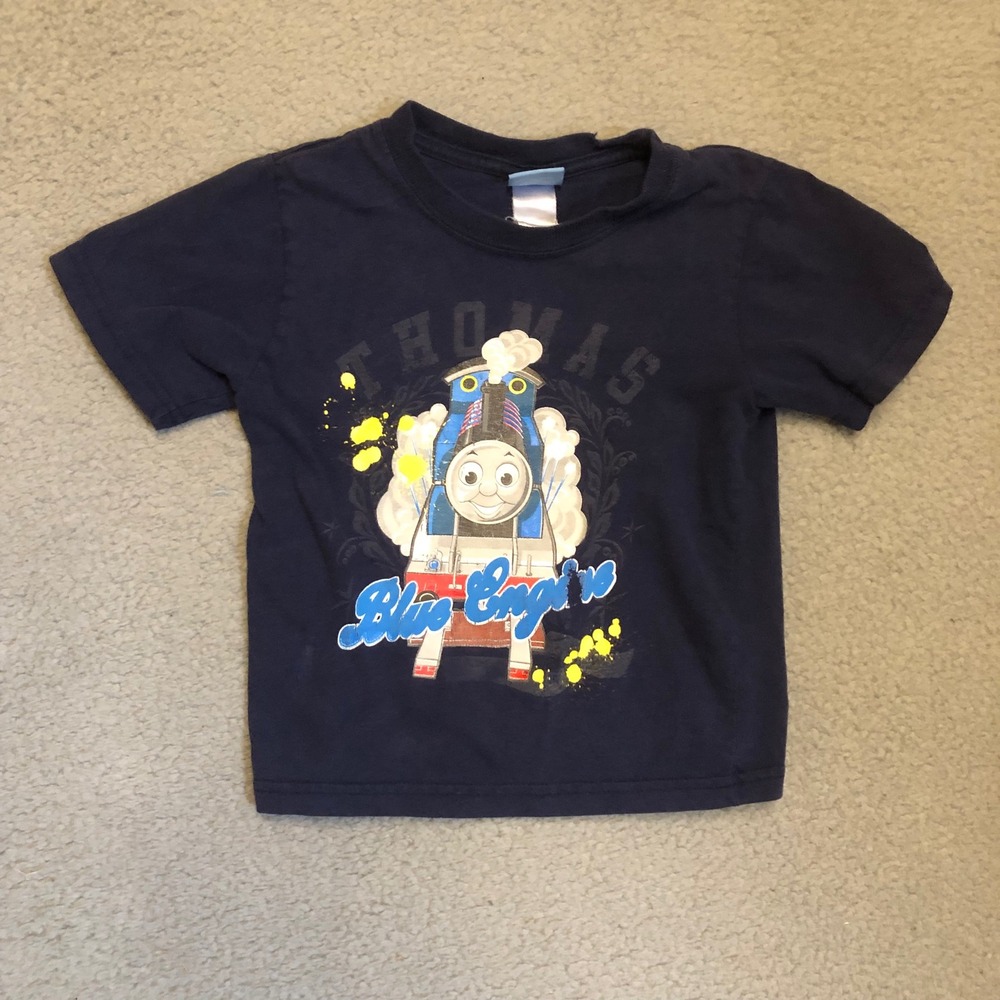 Vtg 2000s Thomas & Friends Blue Engine Navy Graphic T-Shirt Toddler Kids Tee